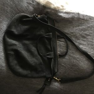 Clare Vivier black suede messenger crossbody bag